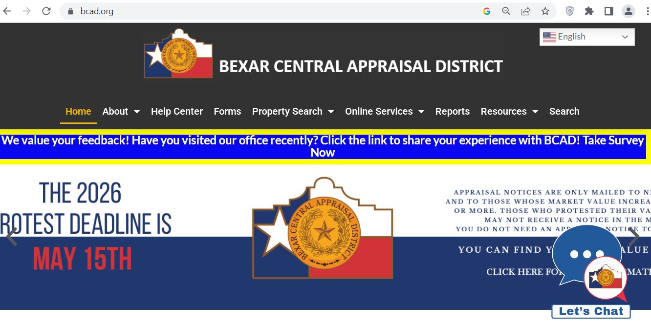 Bexar County CAD official property search screenshot for Bexar Central Appraisal District records