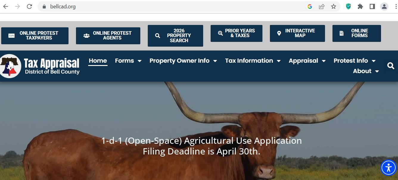 Bell County CAD official property search and tax appraisal screenshot guide