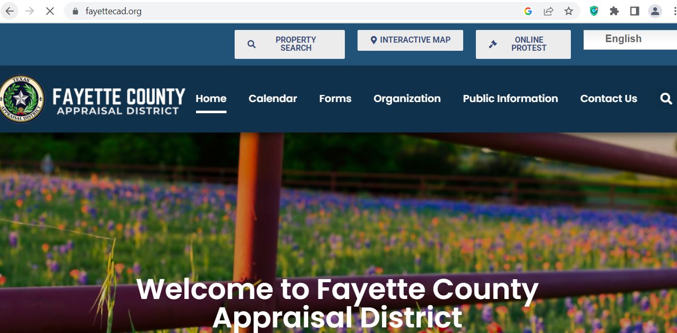 Fayette County CAD 2026 property search and tax appraisal screenshot