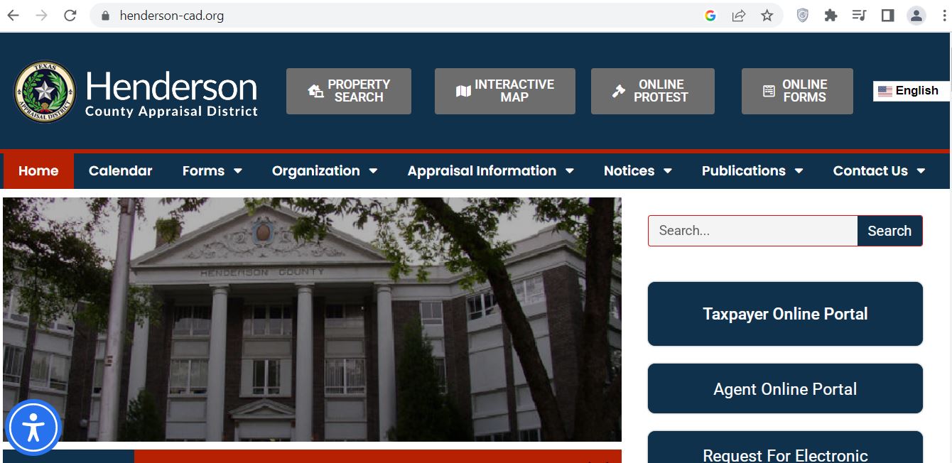Henderson County CAD official property search screenshot for Henderson County Appraisal District records