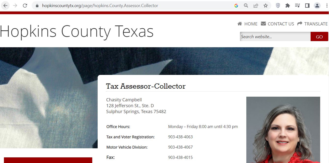 Hopkins County CAD 2026 property search and tax appraisal screenshot