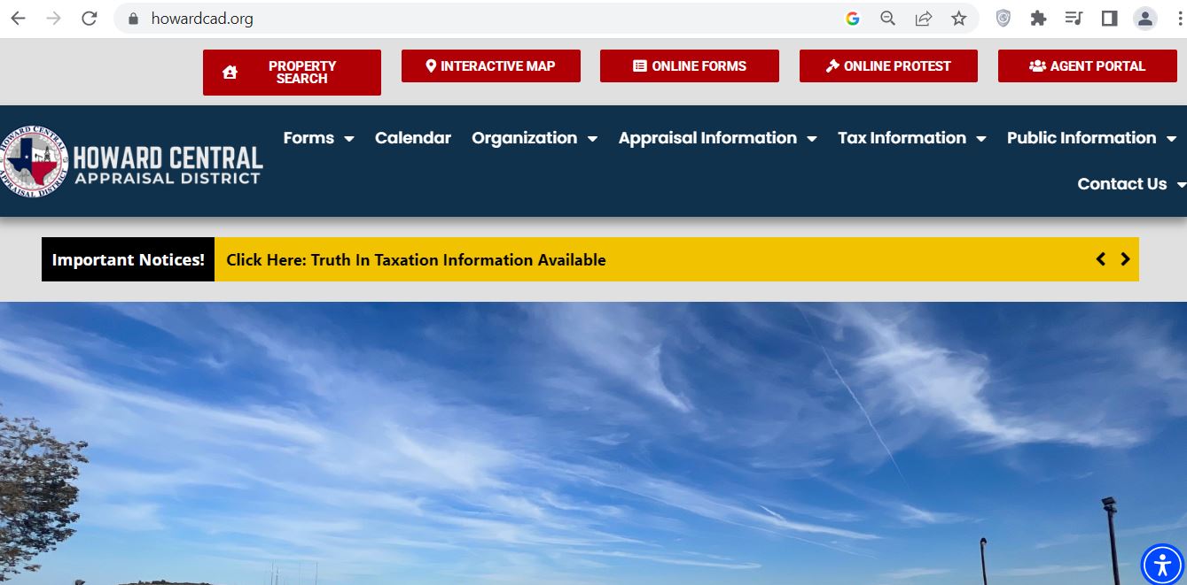 Howard County CAD 2026 property search and tax appraisal screenshot