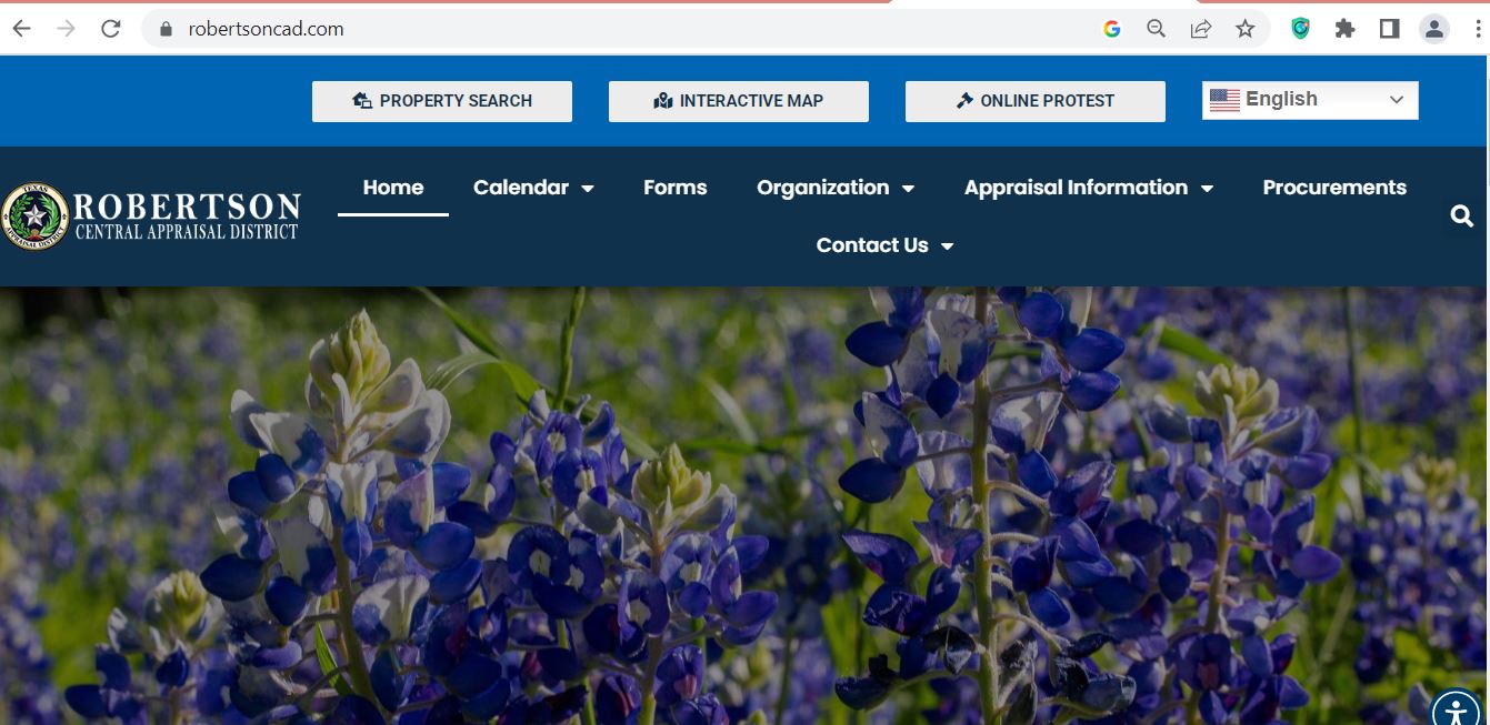 Robertson County CAD 2026 property search and tax appraisal screenshot
