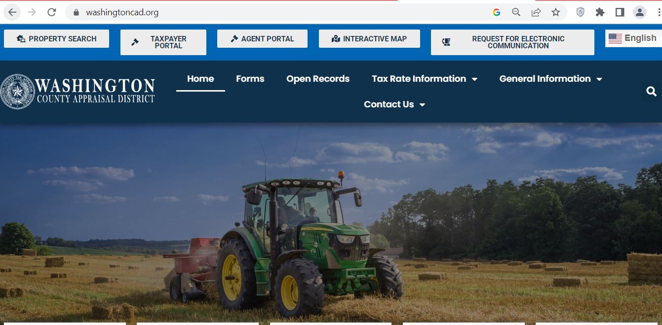 Washington County CAD 2026 property search and tax appraisal screenshot