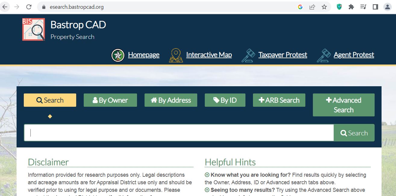 Bastrop County CAD 2026 property search and tax appraisal guide