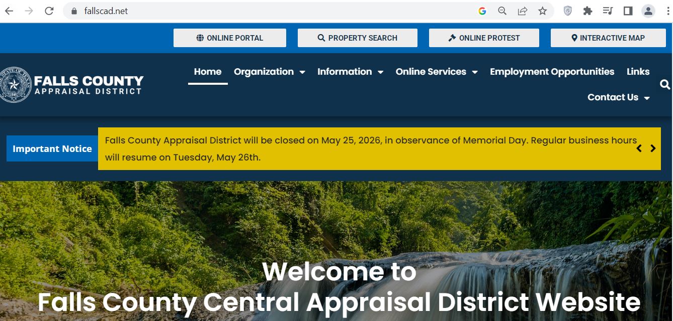 Falls County CAD 2026 property search and tax appraisal guide