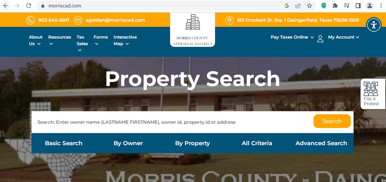 Morris County CAD 2026 property search and tax appraisal guide